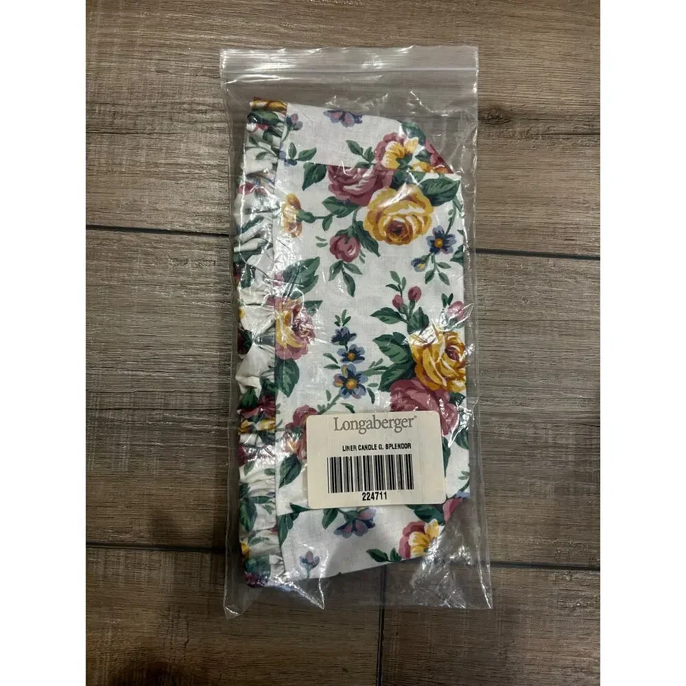 Longaberger CANDLE / MEDIUM KEY Basket Liner Garden Splendor Roses floral NEW